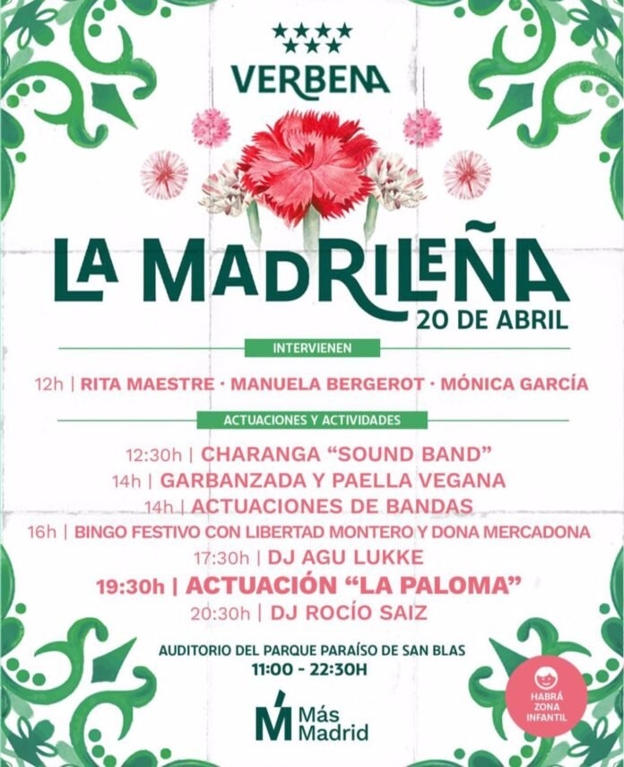 Más Madrid prepara su verbena 'La Madrileña' el sábado 20 con garbanzada y la Dj Rocío Saiz