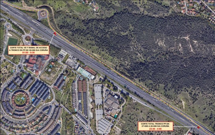 Corte de tráfico nocturnos en la A6