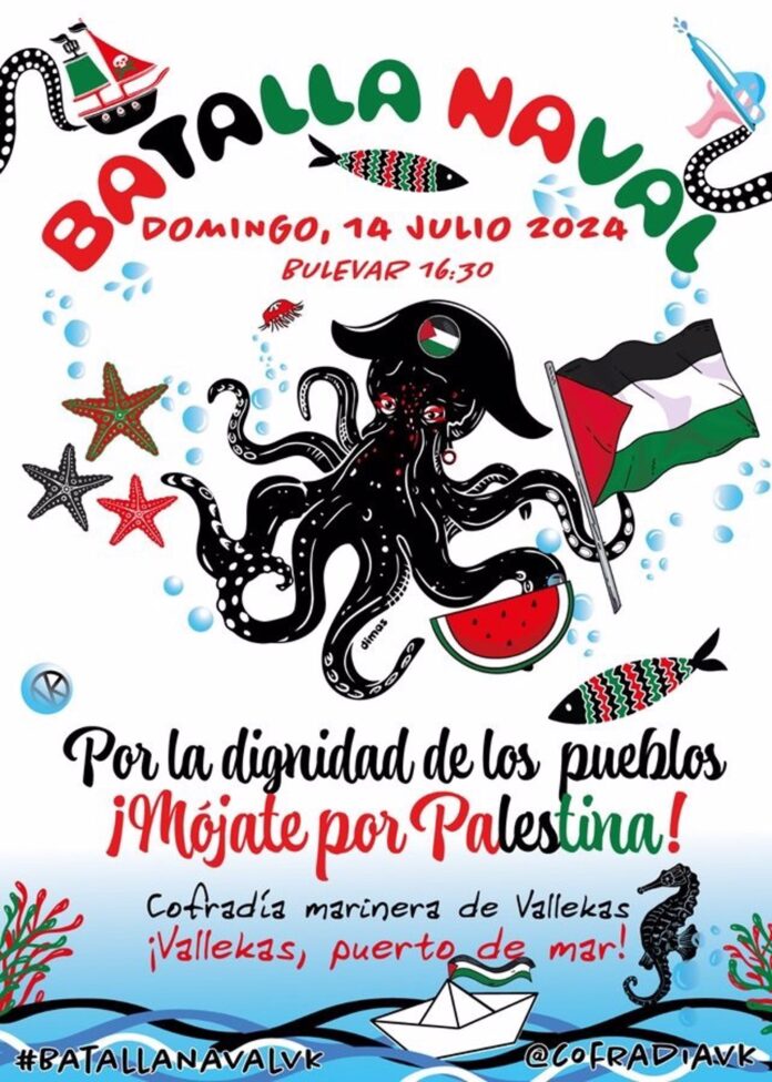 La Batalla Naval de Vallecas se moja por Palestina el 14 de julio con el lema 'Por la dignidad de los pueblos'